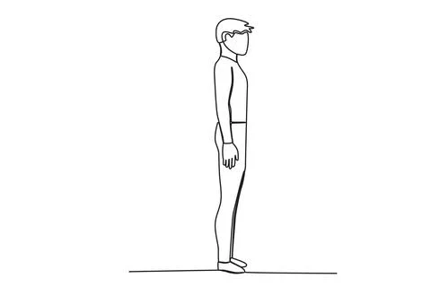 A man stands facing right forming a 90-degree angle Illustrazione stock