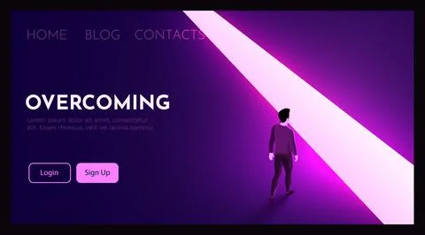 Man stands in front of gap. Overcoming concept. Stock Illustration