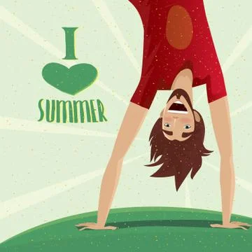 Man stands on hands Stock Illustration