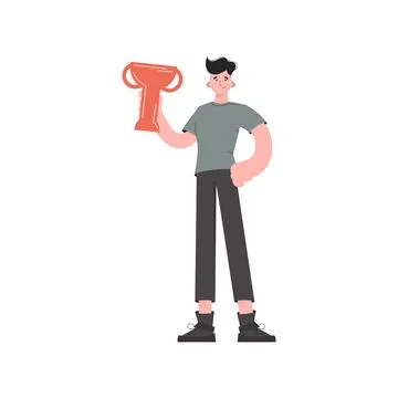 The man stands to his full height with a raised goblet. Isolated. Element for Stock Illustration