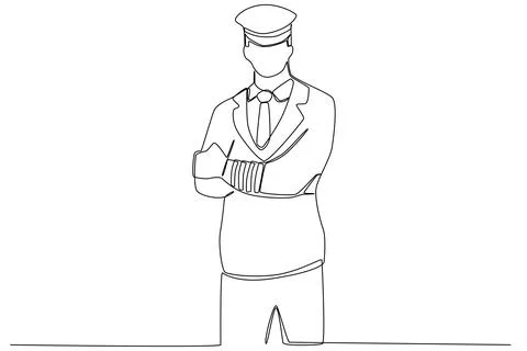 A man stands looking at the passengers of the plane Stock Illustration