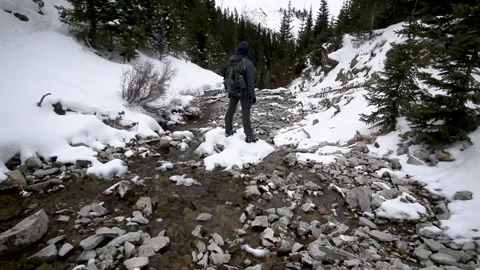 Man Stands Looking at Winter Mountains | Telluride | Colorado | HD Footage Stock Footage 189045387