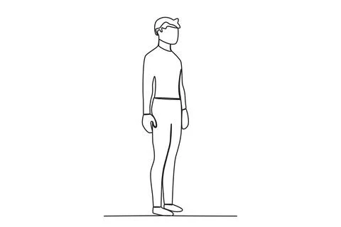 A man stands at an obtuse angle Illustrazione stock