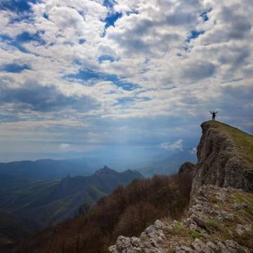 A man stands on a rock Stock Photos