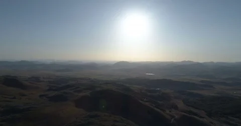Man stands on top of a mountain Stock Footage 80115314
