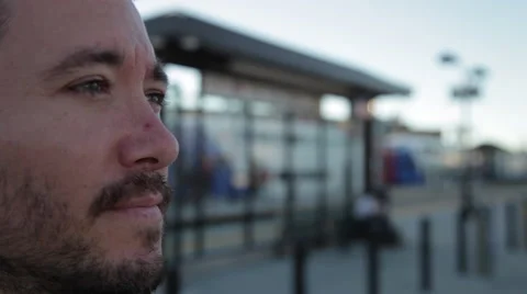 A Man Stands At A Train Station And Looks Into The Distance. Stock Footage 45300429