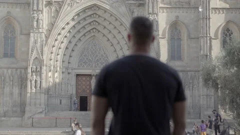 Man staring a cathedral Video stock 140105453