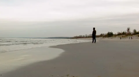 Man Staring at The Sea Stock Footage 33692696