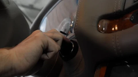 The man starts the car. Video stock 120679512