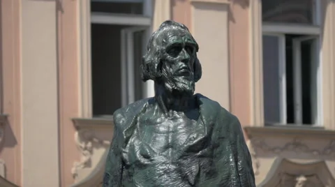 Man statue in Prague Stock Footage 56204189
