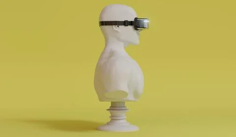 Man statuette with VR glasses - side view - 3D illustration Stock Illustration