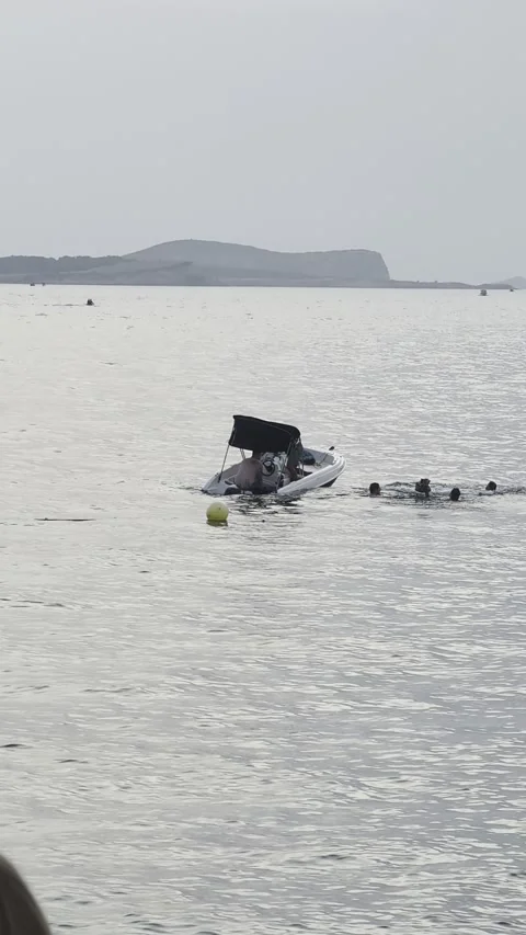 Man Stays on Board Sinking Ship to Finish His Beer, Ibiza, Balearic Islands, Spa Stock Footage 342830615