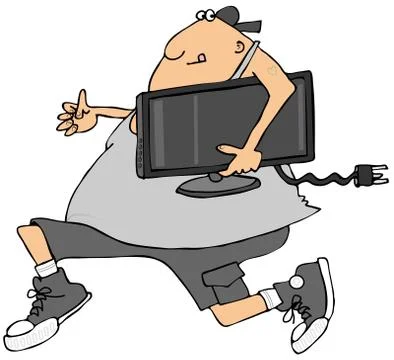 Man stealing a TV Stock Illustration