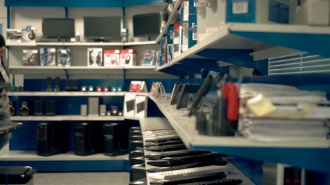 Man steals keyboard store Stock Footage 98450813