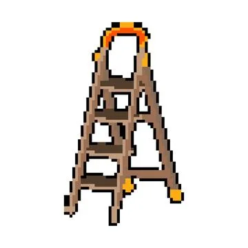 Man step ladder pixel art vector illustration Stock Illustration