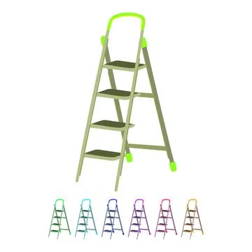 Man step ladder vector cartoon graphic Stock Illustration