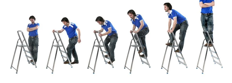 Man at step-ladders Stock Photos