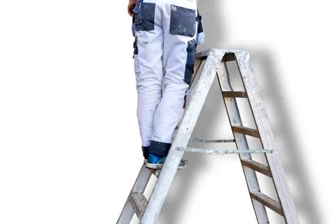 Man on stepladders Stock Photos