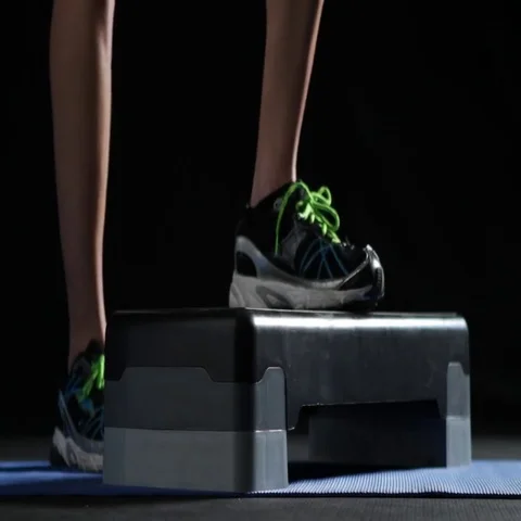 Man Stepping on Exercise Box Stock Footage 69718719