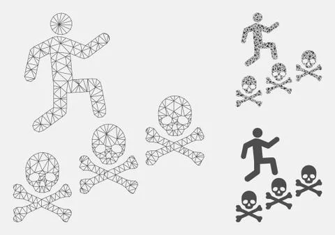 Man Steps Deaths Vector Mesh Carcass Model and Triangle Mosaic Icon Stock Illustration