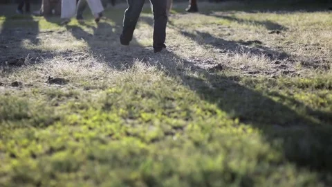 Man steps on the grass Stock Footage 82346840