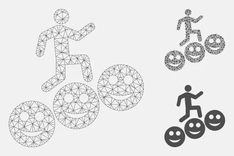 Man Steps Smile Levels Vector Mesh 2D Model and Triangle Mosaic Icon Stock Illustration