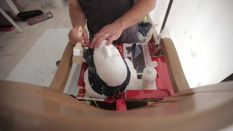 A man sticking to the plaque model Stock Footage 86485544