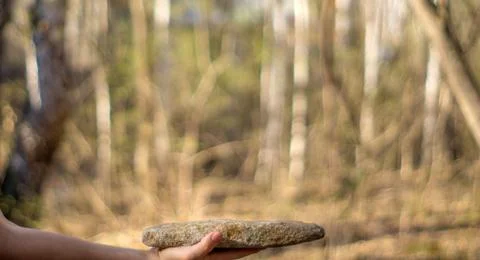 Man with a stone Stock-Fotos
