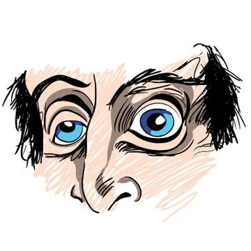 Man with strange eyes Stock Illustration