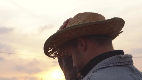 Man in a Straw Hat 4K Video stock 291269022