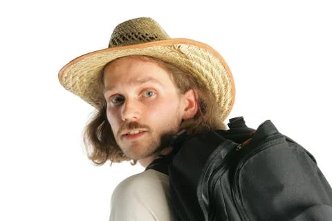 Man with straw hat Stock Photos