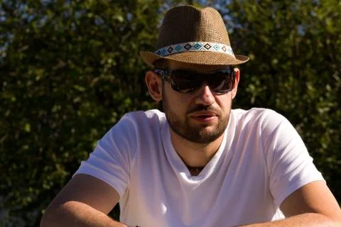 The man in a strawy hat Stock Photos
