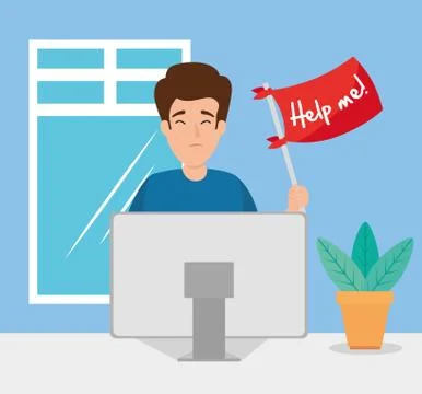 Man with stress attack asking for help Stock-Illustration