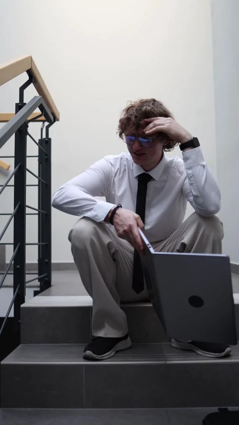 Man stressed after failed project Stock Footage 333511675