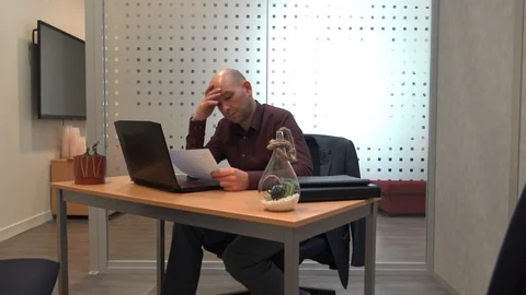 Man Stressed At Work Stock Footage 121615360