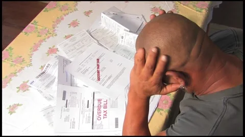 Man Stressing Over Bills Stock Footage 1088772