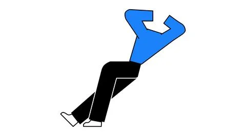 Man stretching or falling vector illustration, Dynamic human pose vector grap Stock Illustration