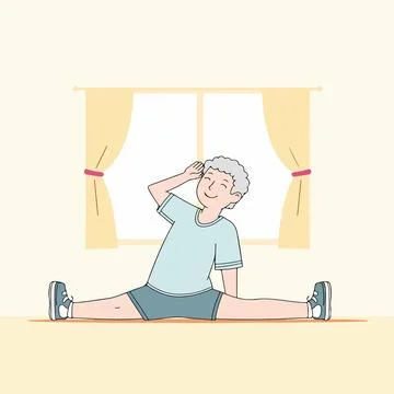 Man Stretching in Splits Position Stock Illustration