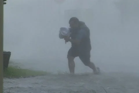Man Struggles in Hurricane Video stock 14763167