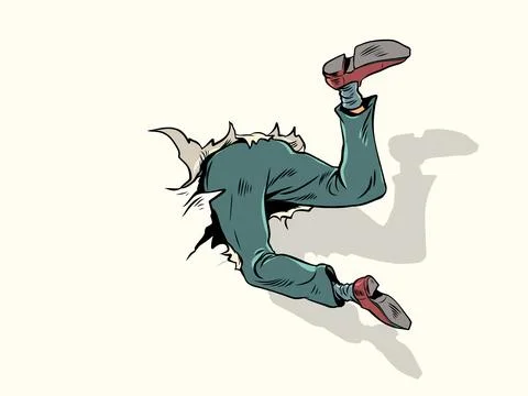 The man is stuck in the canvas. Empty space for your ad. Promotions in the store Stock Illustration