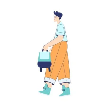 Man Student Character with Backpack Engaged in Education and Study Vector Stock Illustration