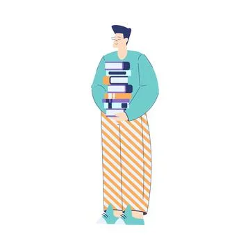 Man Student Character Stand with Book Engaged in Education and Study Vector Stock Illustration