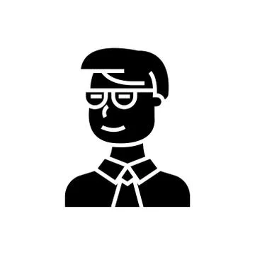 Man student looking on side with glasses icon, vector illustration, black sign Stock Illustration