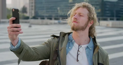 Man, student or city with selfie for photography, travel memory or outdoor Stock Footage 336640013