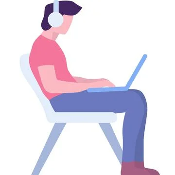 Man student study online icon vector isolated Stock Illustration
