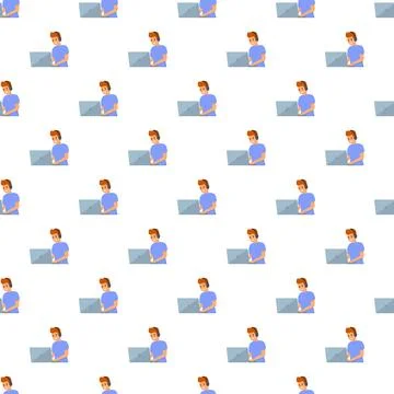 Man student working with laptop online education pattern Stock-Illustration