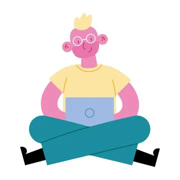 Man studing with laptop Stock Illustration
