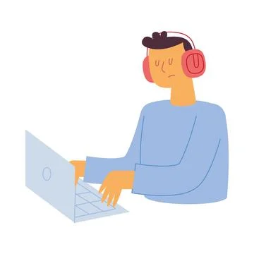 Man studing on laptop Stock Illustration