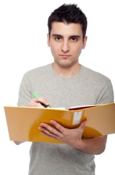 Man studying with dossier Stock Photos