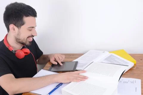 Man studying with tablet. Fotos de archivo